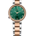 ساعت اورینتال زنانه سیلور رزگلد صفحه سبز مدل O.SH217L-1088