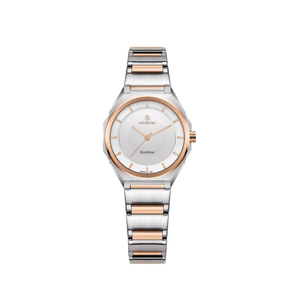 ساعت اورینتال زنانه استیل رزگلد صفحه سیلور مدل O.SH220L-0006