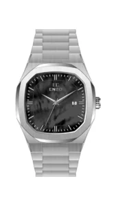 ساعت مردانه انزو استیل سیلور صفحه مشکی مدل EC-602ABC