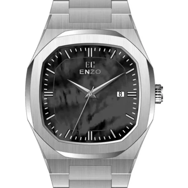 ساعت مردانه انزو استیل سیلور صفحه مشکی مدل EC-602ABC