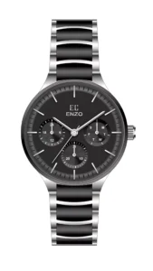 ساعت مردانه انزو استیل سیلور مشکی مدل EC-2188ABG