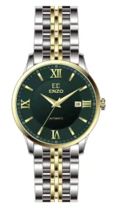 ساعت مردانه انزو استیل سیلورطلایی صفحه سبزمدل EC-2176TGG