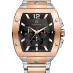 ساعت کرنوگراف اورینتال مردانه استیل رزگلدصفحه مشکی مدل O.SH218G-0007