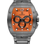 ساعت کرنوگراف اورینتال مردانه دودی صفحه نارنجی مدل O.SH218G-0201