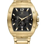 ساعت کرنوگراف اورینتال مردانه طلایی صفحه مشکی مدل O.SH218G-0002