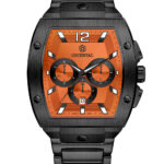 ساعت کرنوگراف اورینتال مردانه مشکی صفحه نارنجی مدلO.SH218G-0076