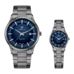 ست ساعت اورینتال زنانه و مردانه دودی صفحه آبی مدل O.SH210G-0020