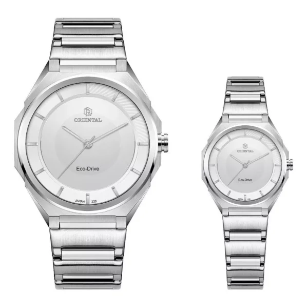ست ساعت اورینتال مردانه و زنانه استیل صفحه سیلورمدلO.SH220L-0004