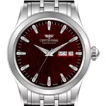 ساعت زنانه سنتنیال استیل سیلور صفحه زرشکی مدل99