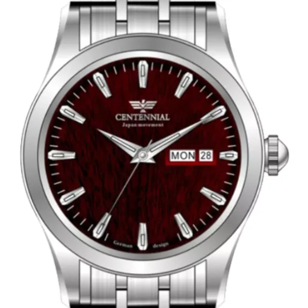 ساعت زنانه سنتنیال استیل سیلور صفحه زرشکی مدل99