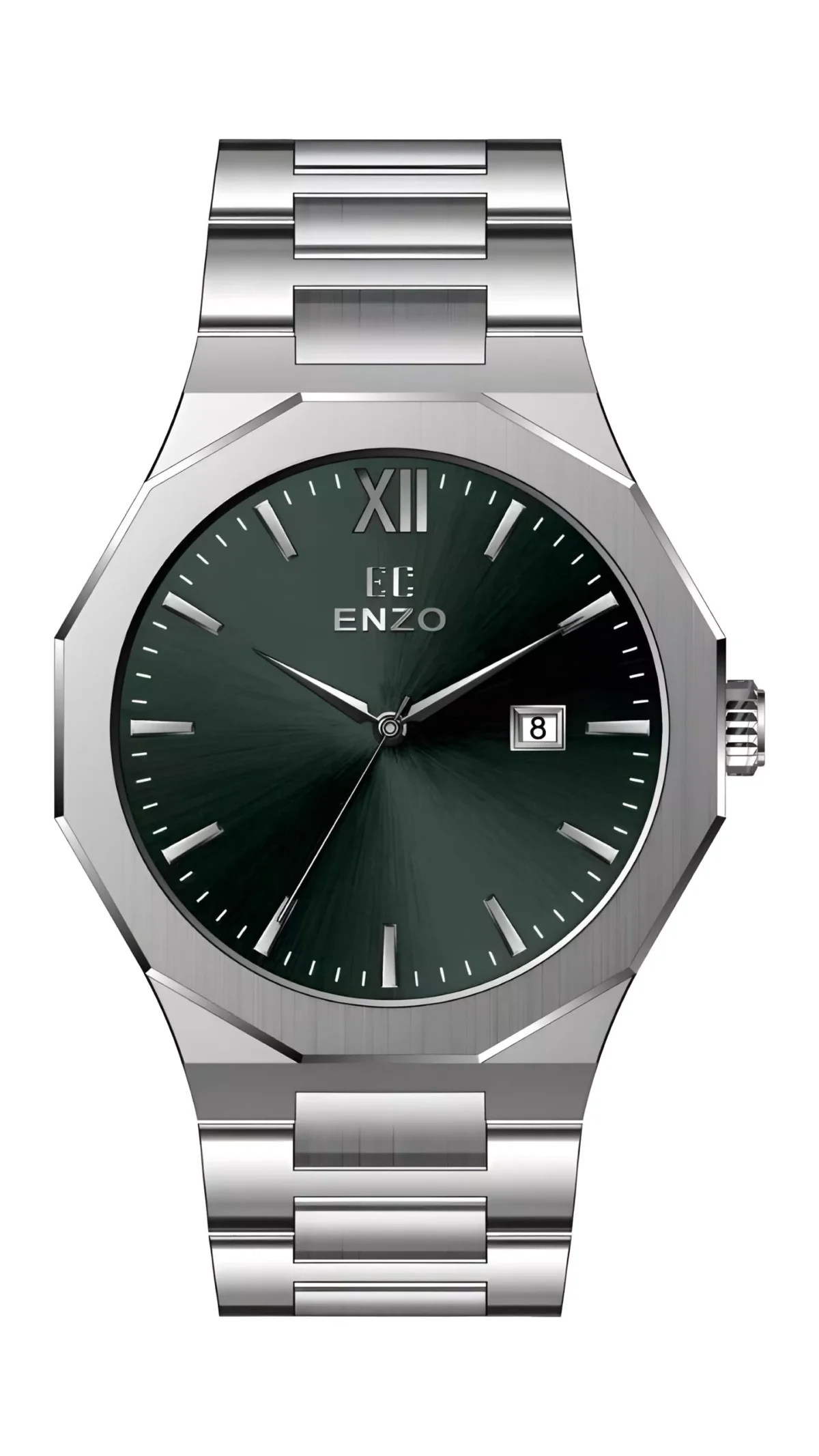 ساعت مردانه انزو استیل سیلور صفحه سبز مدل EC-608AGG