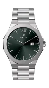 ساعت مردانه انزو استیل سیلور صفحه سبز مدل EC-608AGG