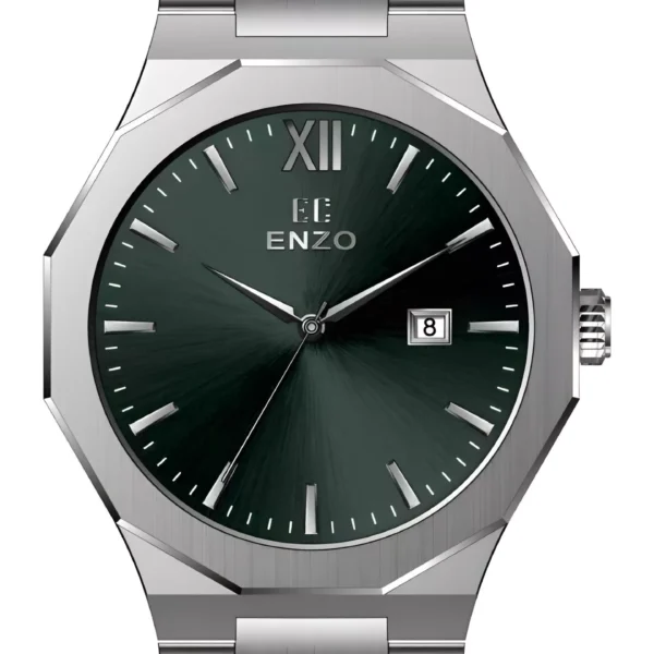 ساعت مردانه انزو استیل سیلور صفحه سبز مدل EC-608AGG