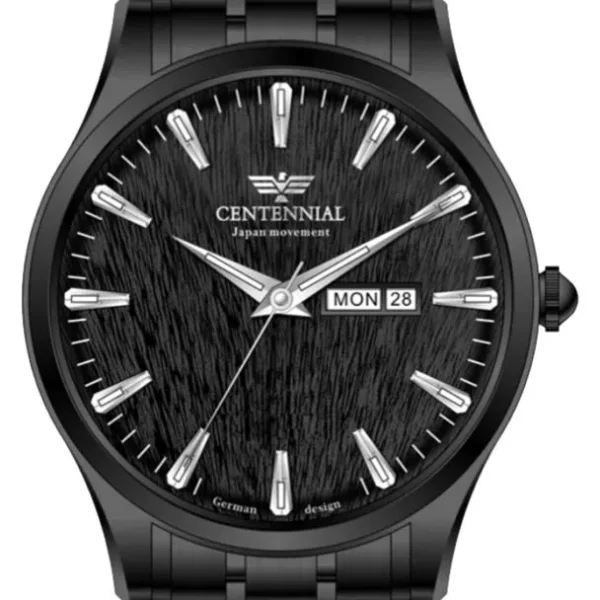 ساعت مردانه سنتنیال استیل دودی صفحه مشکی مدل135