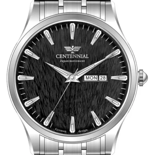 ساعت مردانه سنتنیال استیل سیلور صفحه مشکی مدل117