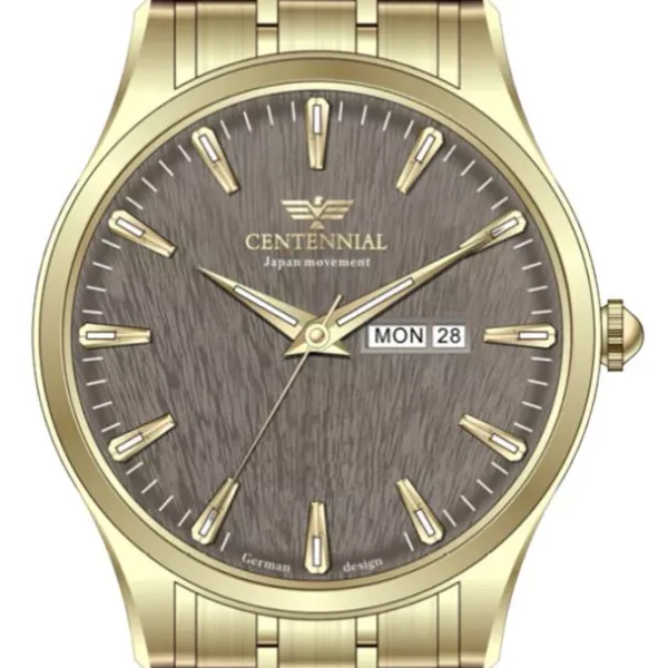 ساعت مردانه سنتنیال استیل طلایی صفحه کافی مدل124