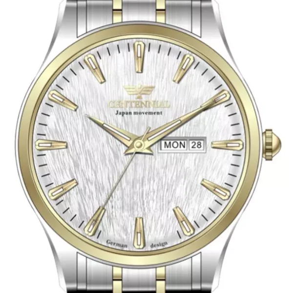 ساعت مردانه سنتنیال سیلور طلایی صفحه سیلورمدل 127