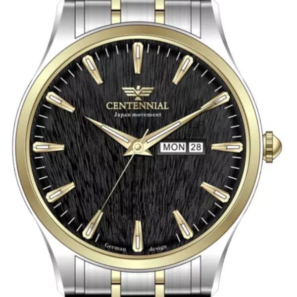 ساعت مردانه سنتنیال سیلور طلایی صفحه مشکی 128