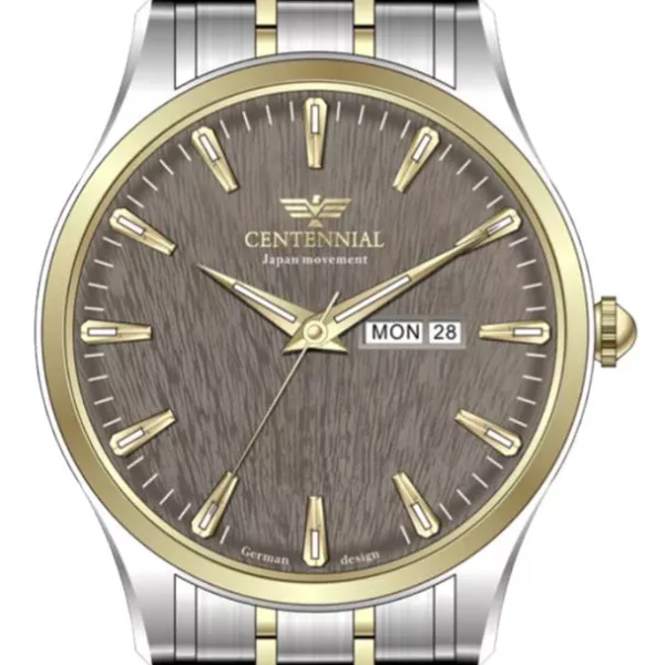 ساعت مردانه سنتنیال سیلورطلایی صفحه کافی مدل 129