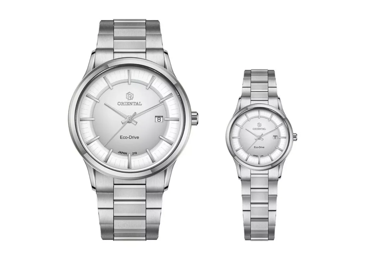 ست ساعت اورینتال استیل زنانه ومردانه سیلورمدل O.SH210L-0004