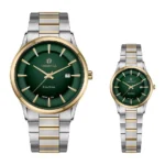 ست ساعت اورینتال زنانه ومردانه سیلور طلایی صفحه سبزمدل O.SH210L-0100