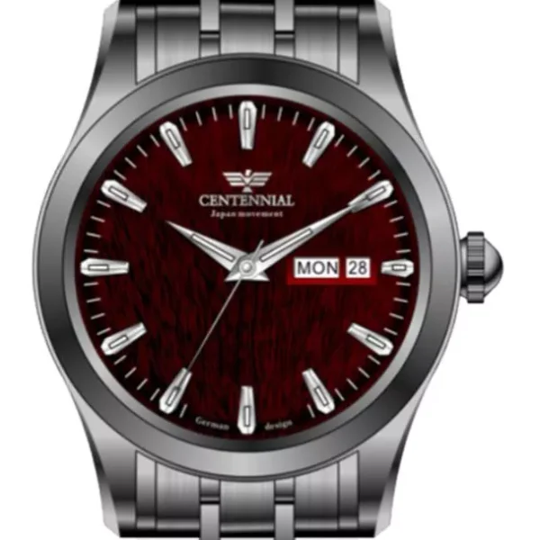 ساعت زنانه سنتنیال استیل ذغالی صفحه زرشکی مدل 112