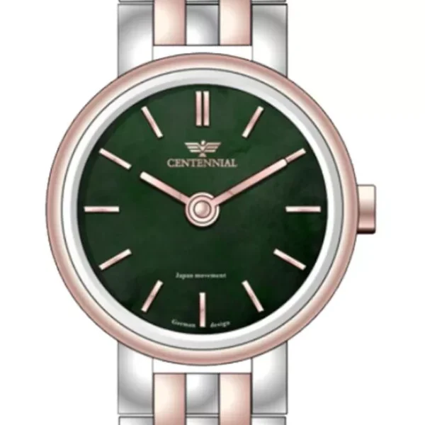 ساعت زنانه سنتنیال استیل سیلور رزگلد صفحه سبز مدل 44