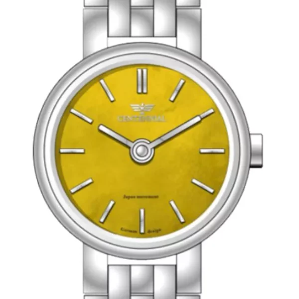 ساعت زنانه سنتنیال استیل سیلور صفحه زرد مدل 28