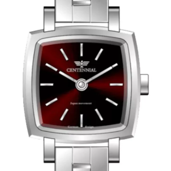 ساعت زنانه سنتنیال استیل سیلور صفحه زرشکی مدل 07