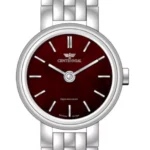 ساعت زنانه سنتنیال استیل سیلور صفحه زرشکی مدل 30