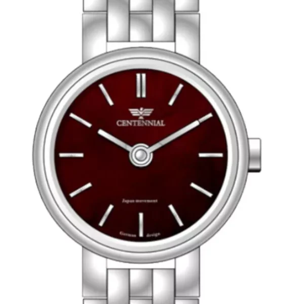 ساعت زنانه سنتنیال استیل سیلور صفحه زرشکی مدل 30