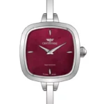 ساعت زنانه سنتنیال استیل سیلور صفحه زرشکی مدل52