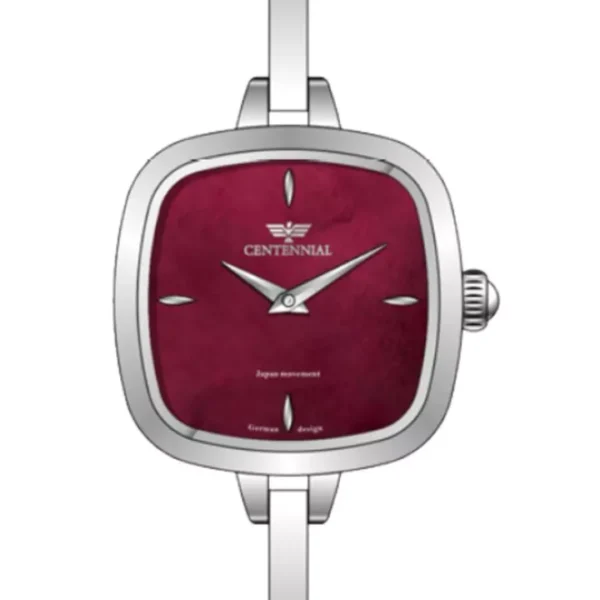 ساعت زنانه سنتنیال استیل سیلور صفحه زرشکی مدل52