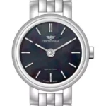 ساعت زنانه سنتنیال استیل سیلور صفحه مشکی مدل 24