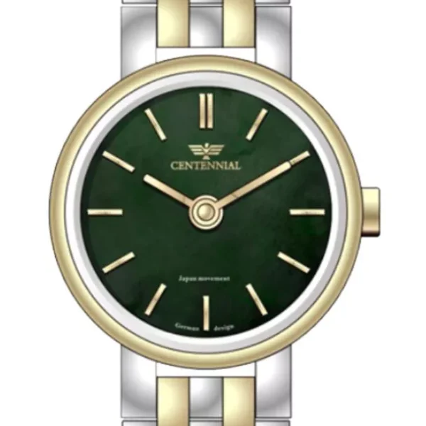 ساعت زنانه سنتنیال استیل سیلور طلایی صفحه سبز مدل 42