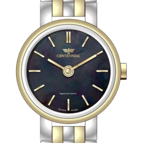 ساعت زنانه سنتنیال استیل سیلور طلایی صفحه مشکی مدل 40
