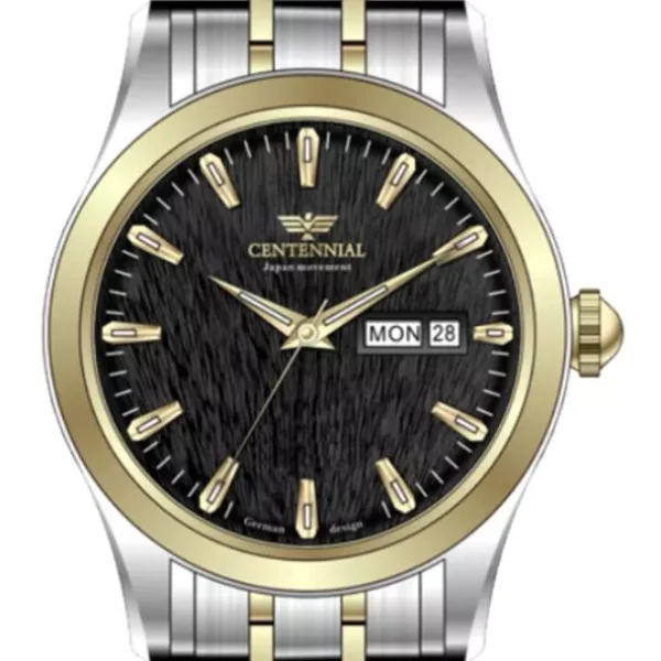 ساعت زنانه سنتنیال استیل سیلور طلایی صفحه مشکی مدل105