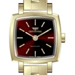 ساعت زنانه سنتنیال استیل طلایی صفحه زرشکی مدل 14