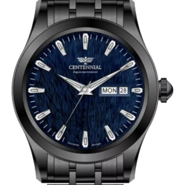 ساعت زنانه سنتنیال استیل مشکی صفحه سرمه ای مدل 114