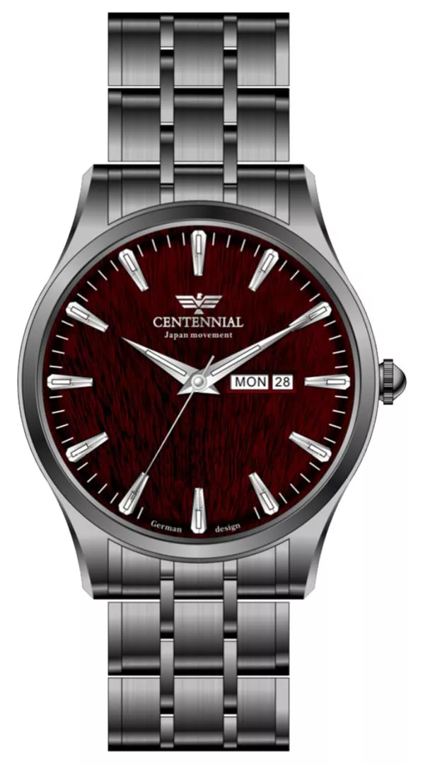 ساعت مردانه سنتنیال استیل ذغالی صفحه زرشکی مدل 134 ساعت مردانه سنتنیال استیل ذغالی صفحه زرشکی مدل 134