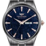 ساعت مردانه سنتنیال استیل ذغالی صفحه سرمه ای مدل 132