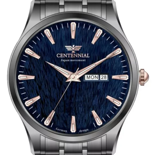 ساعت مردانه سنتنیال استیل ذغالی صفحه سرمه ای مدل 132