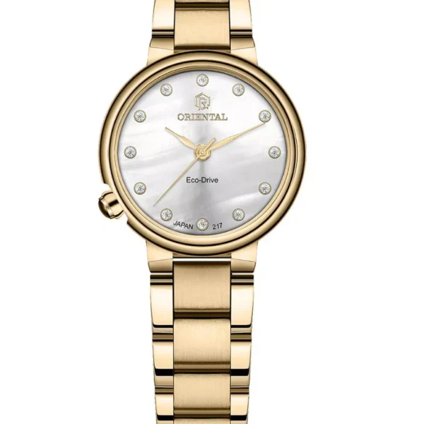 ساعت اورینتال زنانه استیل طلایی صفحه سیلور مدل O.SH217L-0001