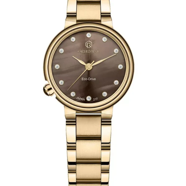 ساعت اورینتال زنانه استیل طلایی صفحه کافی مدل O.SH217L-0126