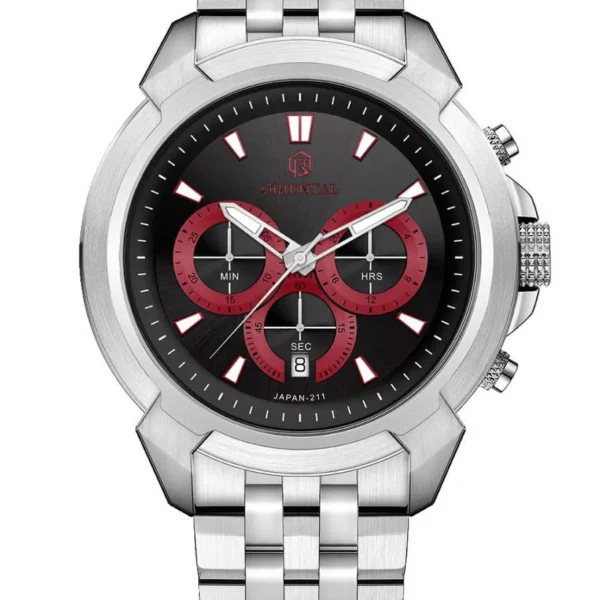 ساعت اورینتال مردانه فلزی سیلور صفحه مشکی مدل O.SH211G-1005