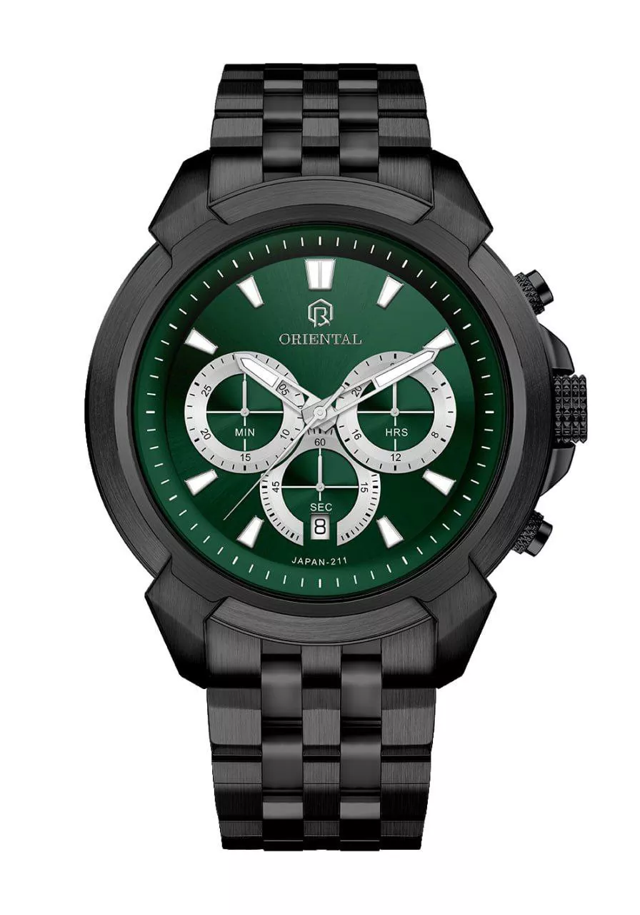ساعت اورینتال مردانه فلزی مشکی صفحه سبز مدل O.SH211G-0027 ساعت اورینتال مردانه فلزی مشکی صفحه سبز مدل O.SH211G-0027