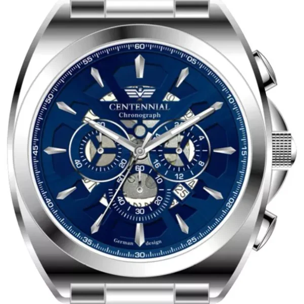 ساعت مردانه استیل سنتنیال سیلور صفحه آبی مدل 187