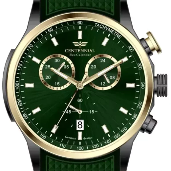 ساعت مردانه سنتنیال سبز قاب طلایی مدل 144