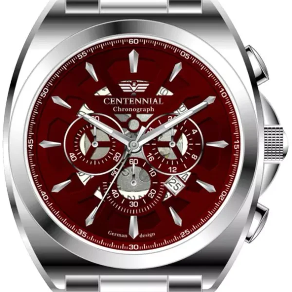 ساعت مردانه سنتنیال سیلور صفحه زرشکی مدل 190