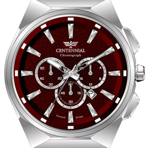 ساعت مردانه سنتنیال سیلور صفحه زرشکی مدل 73